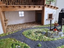 Bauernstall Meran Krippenstall Holz 12 cm Figuren